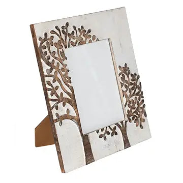 Picture Frame: Mango Wood with Carved Trees