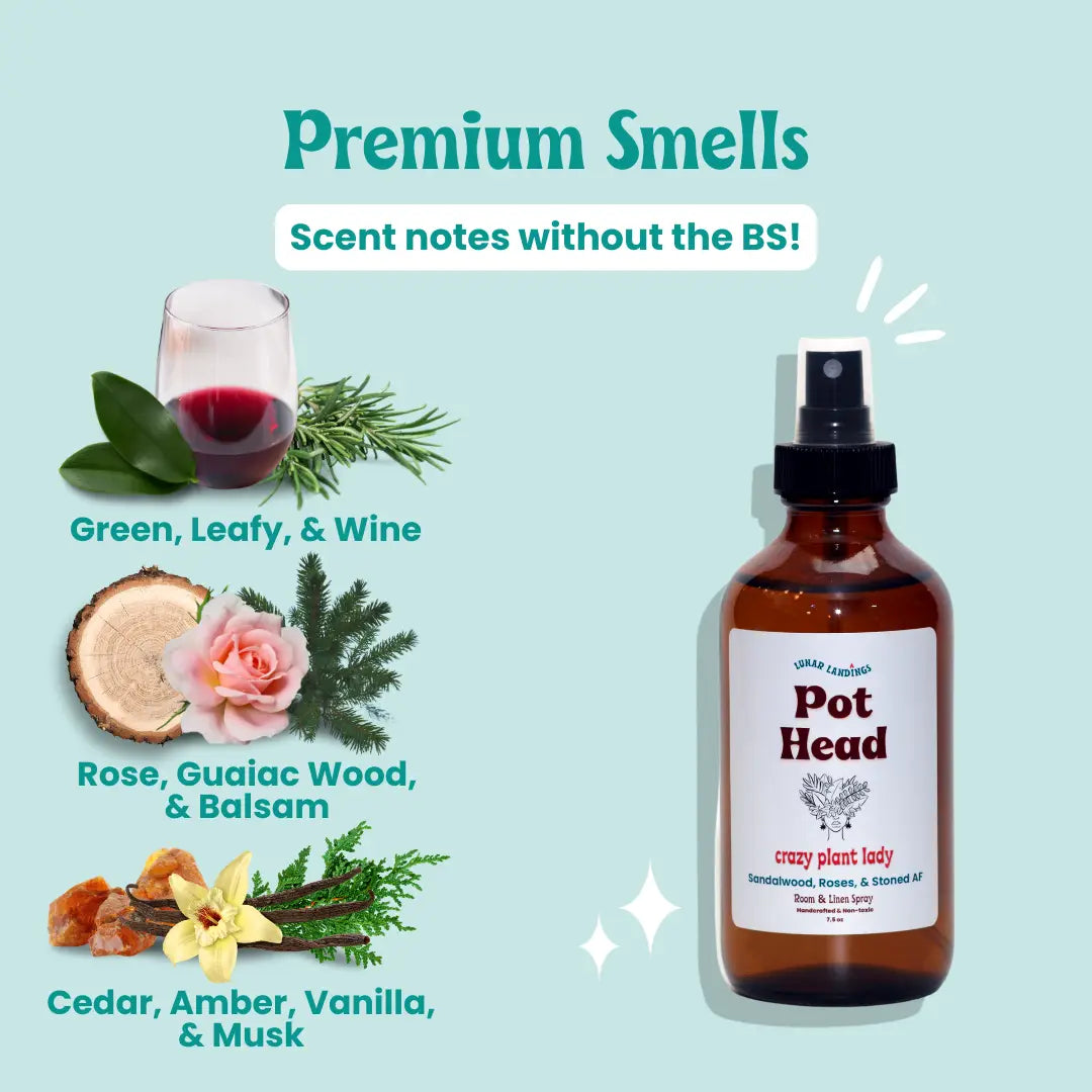 Room and Linen Sprays: Sandalwood/Rose "Pot Head"