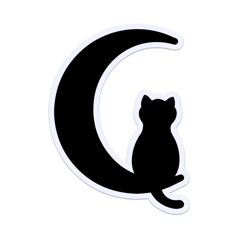 Sticker: Black Cat On A Crescent Moon