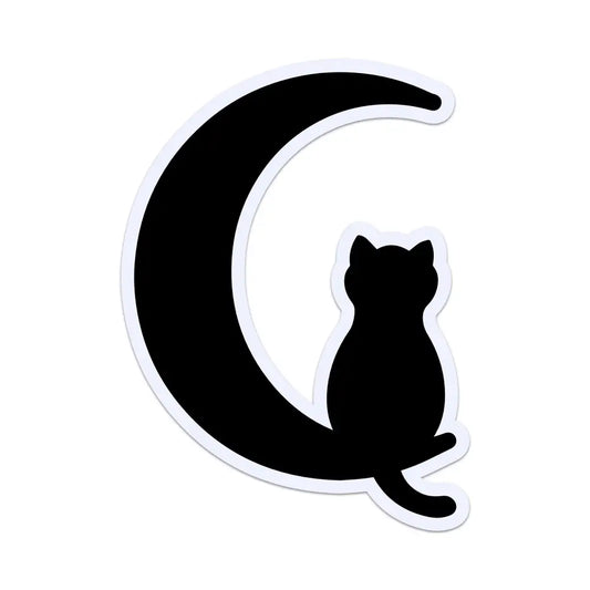 Sticker: Black Cat On A Crescent Moon
