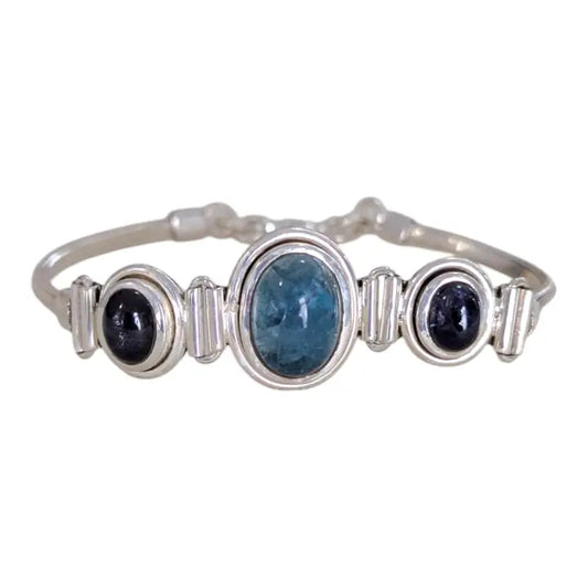 Bracelet: Sale 3-Stone Apatite and Lolite Sterling Silver
