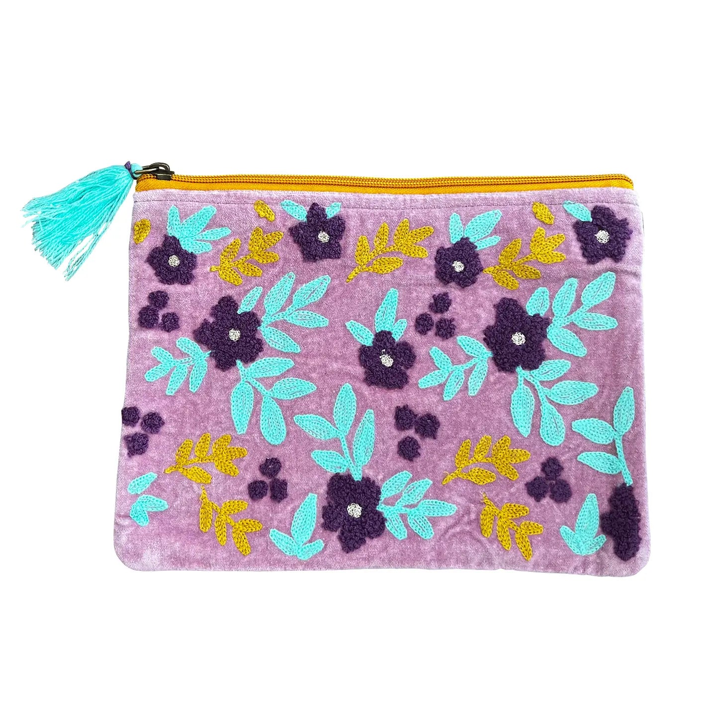 Pouch:  Embroidered Floral (Two Colors)