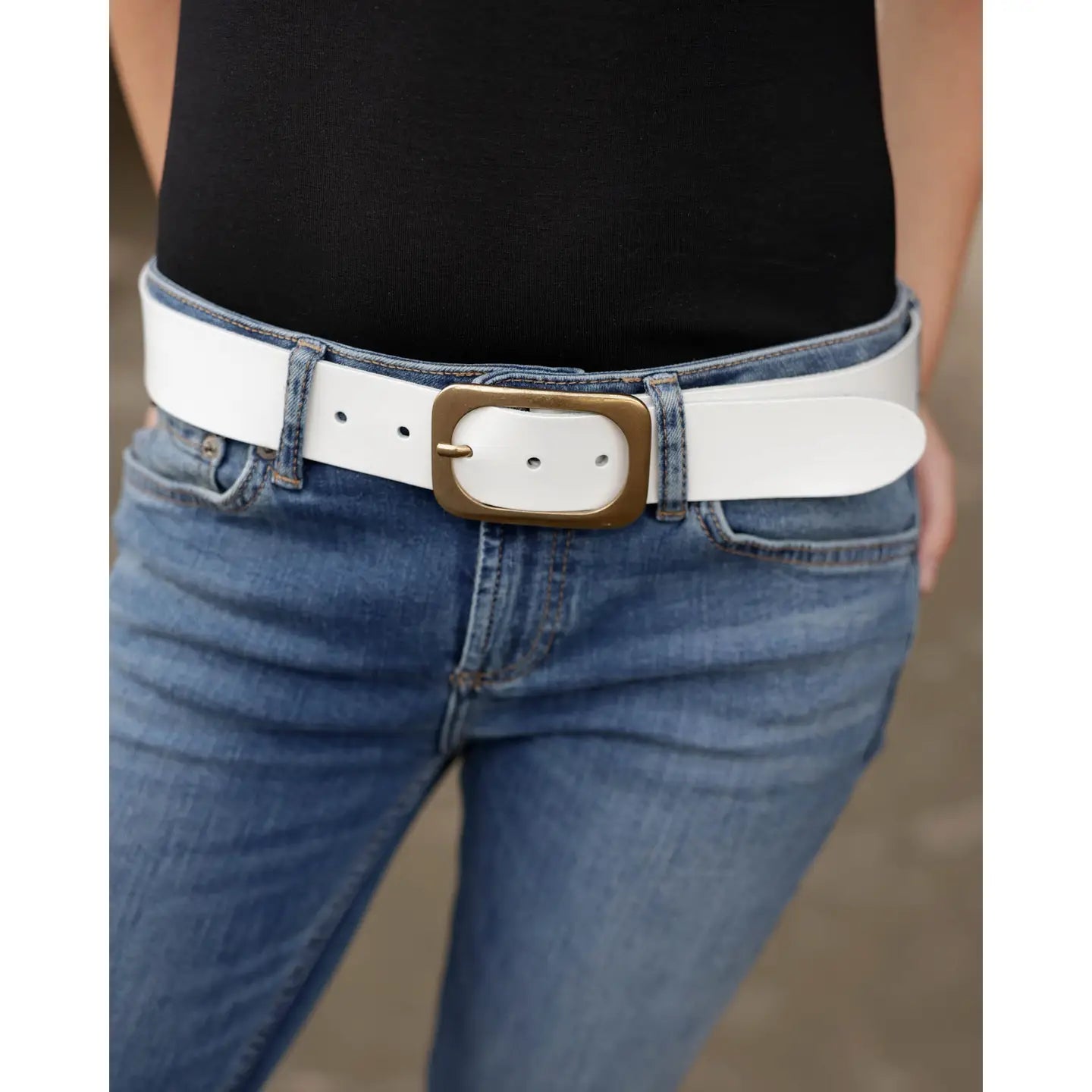 Belt - Classic Women's Leather Belt/White