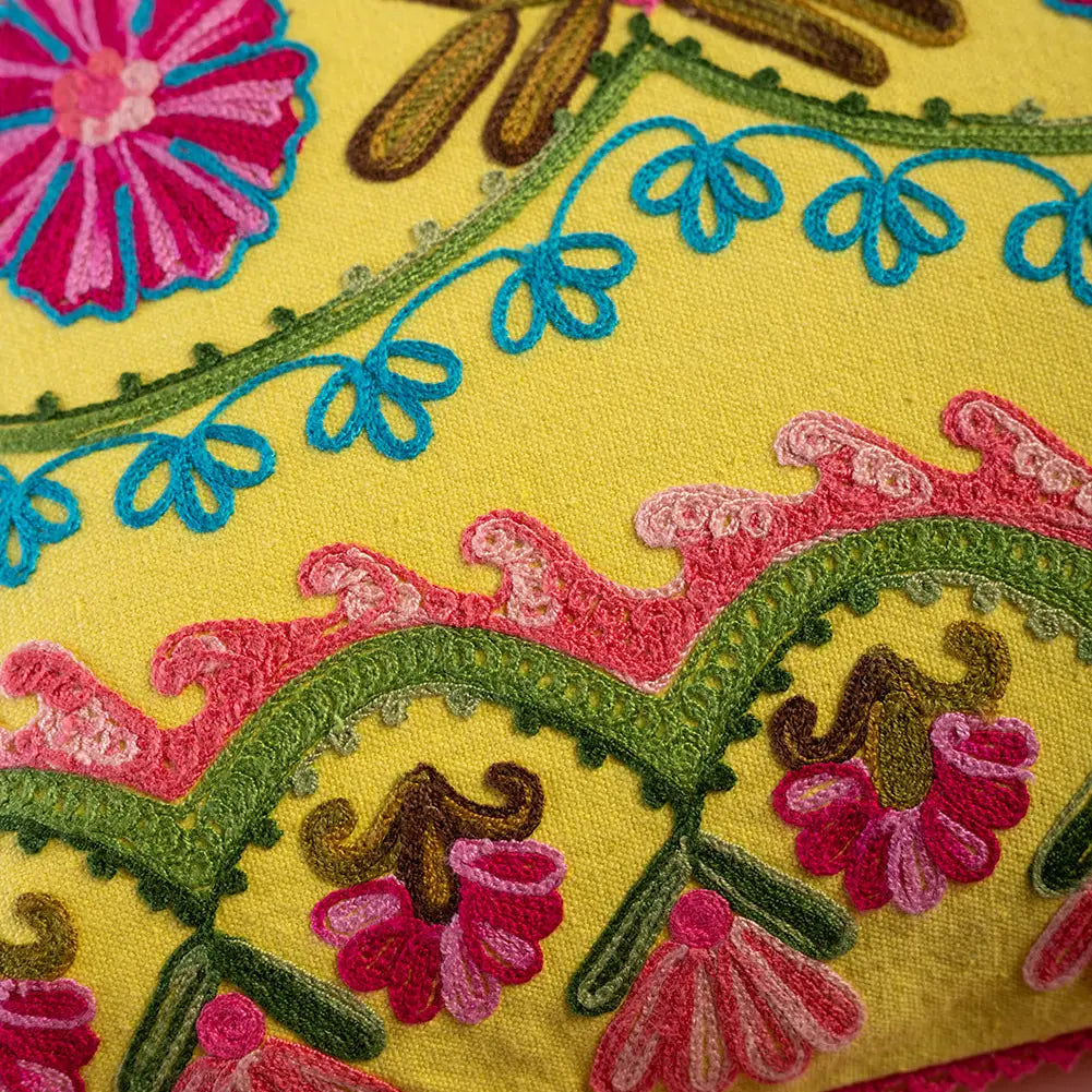 Pillow: Yellow Embroidered Cushion