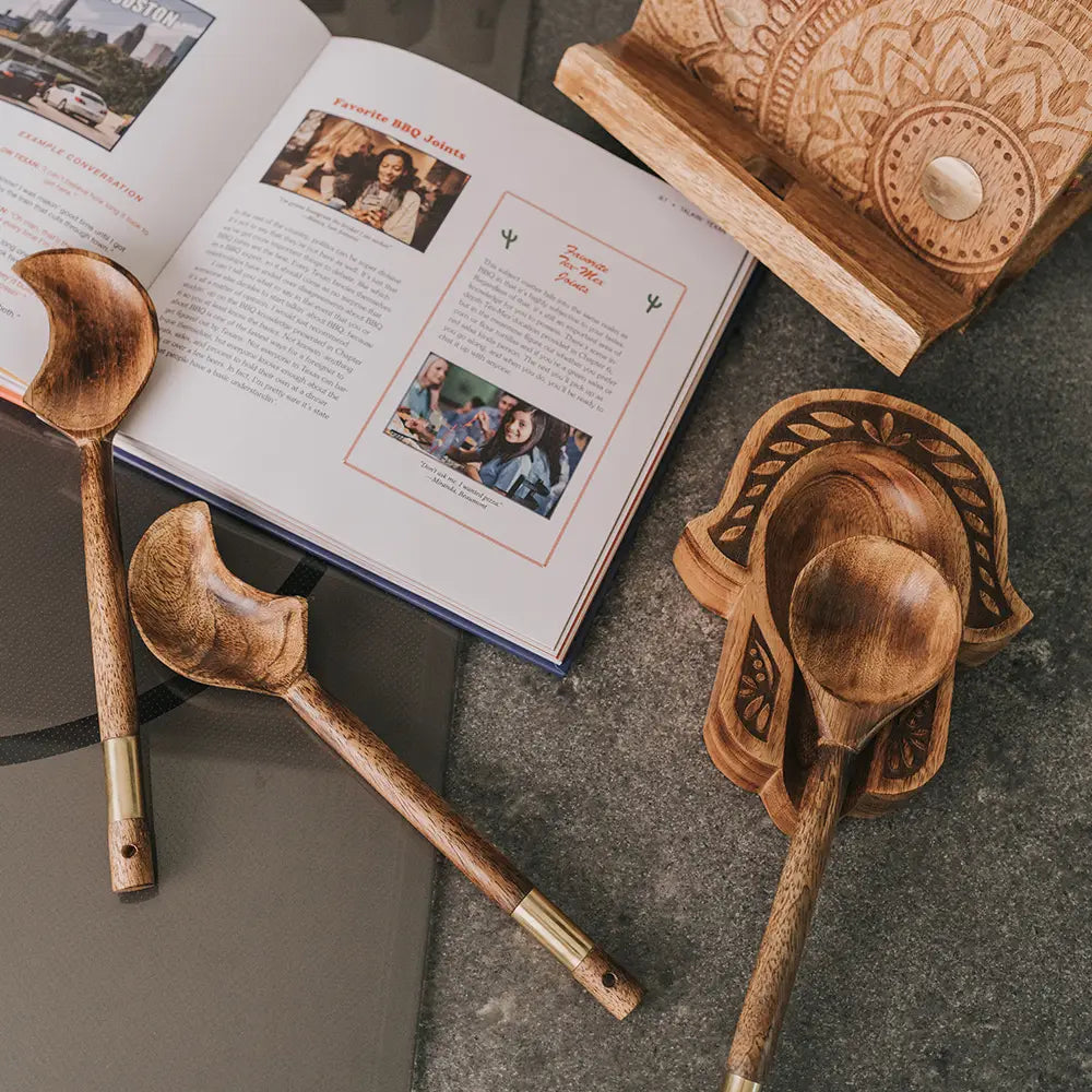 Spoon Rest: Mango Wood Hamsa