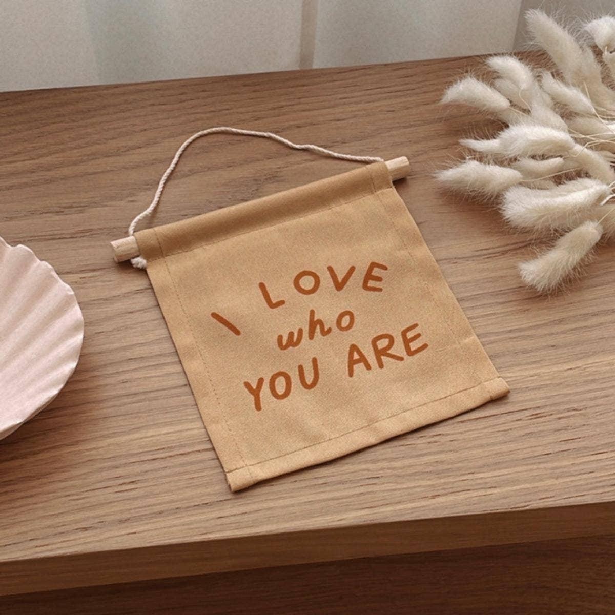 Banner: I Love Who You Are Hang Sign - Peach