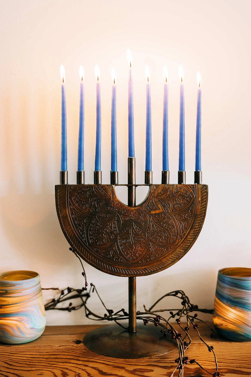 Menorah: Engraved Iron