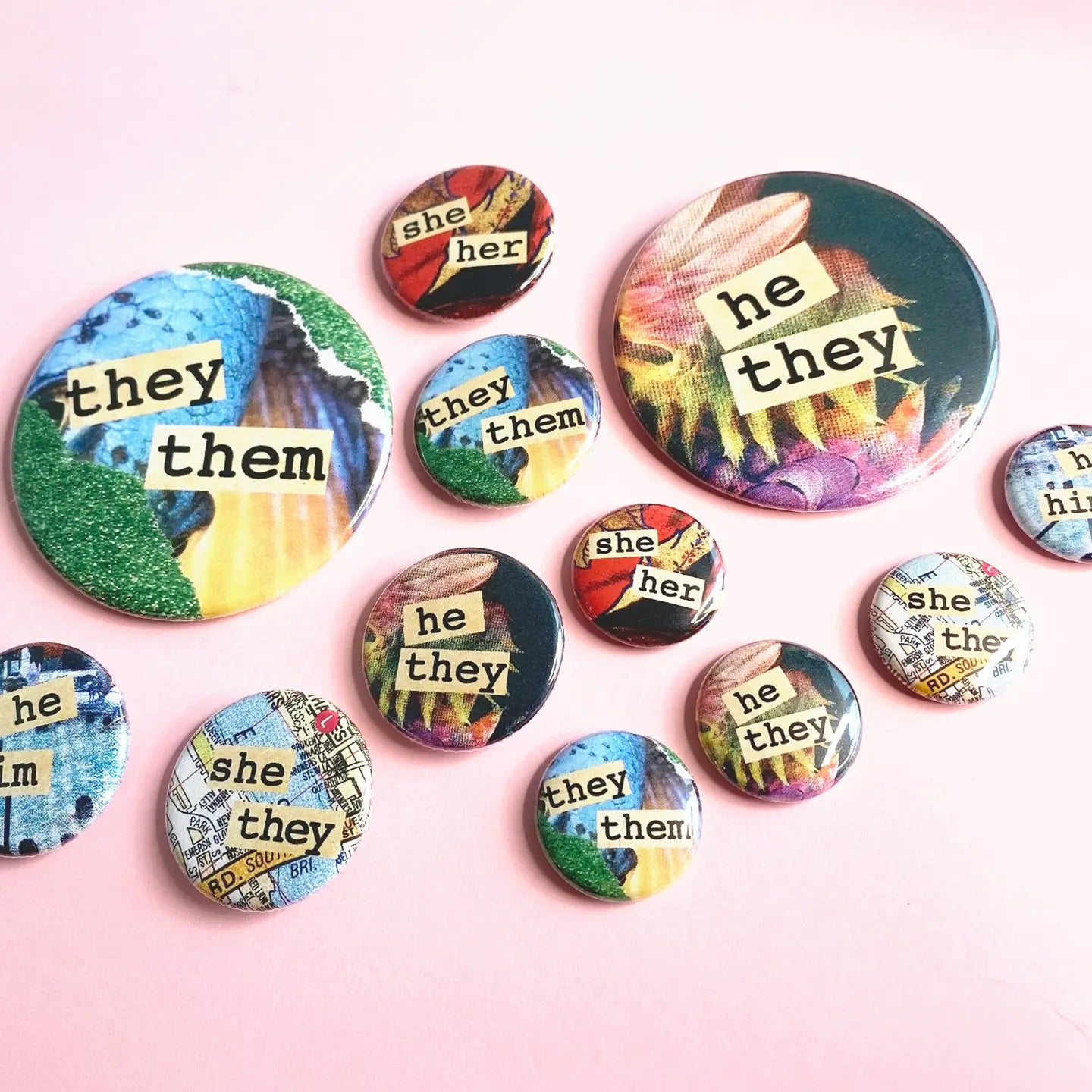 Pins:  LGBTQ+ Buttons (Various Sayings) Small