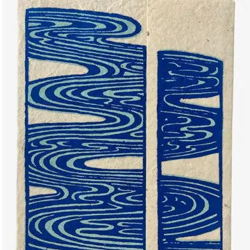 Card & Paper Set: Handcrafted Lokta Paper Card Set, 8 Wave Design Cards