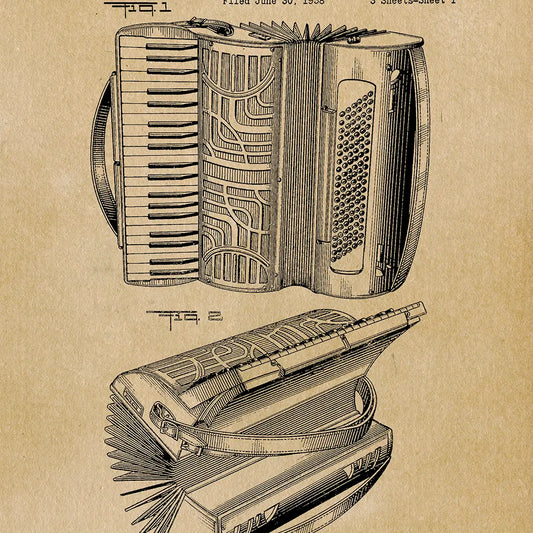 Art Print: Accordion 1938 Patent