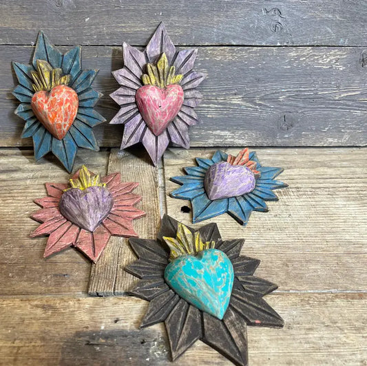 Wall Decor: Wooden Sacred Hearts (Three Colors)