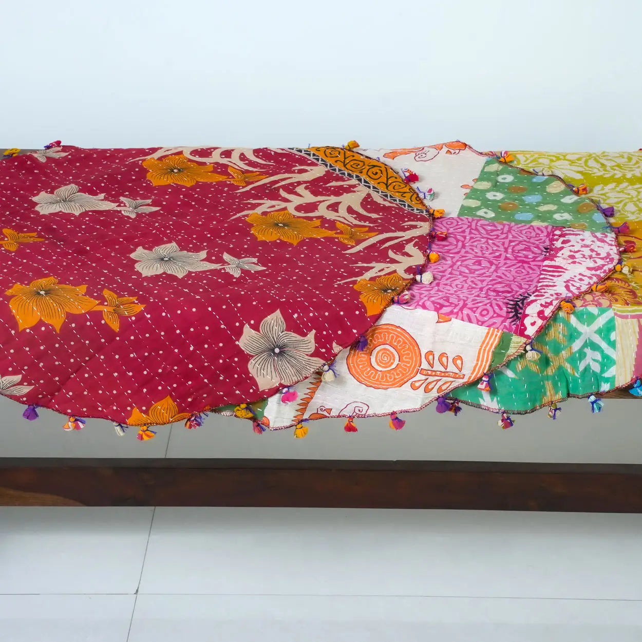 Round Kantha Table Cover