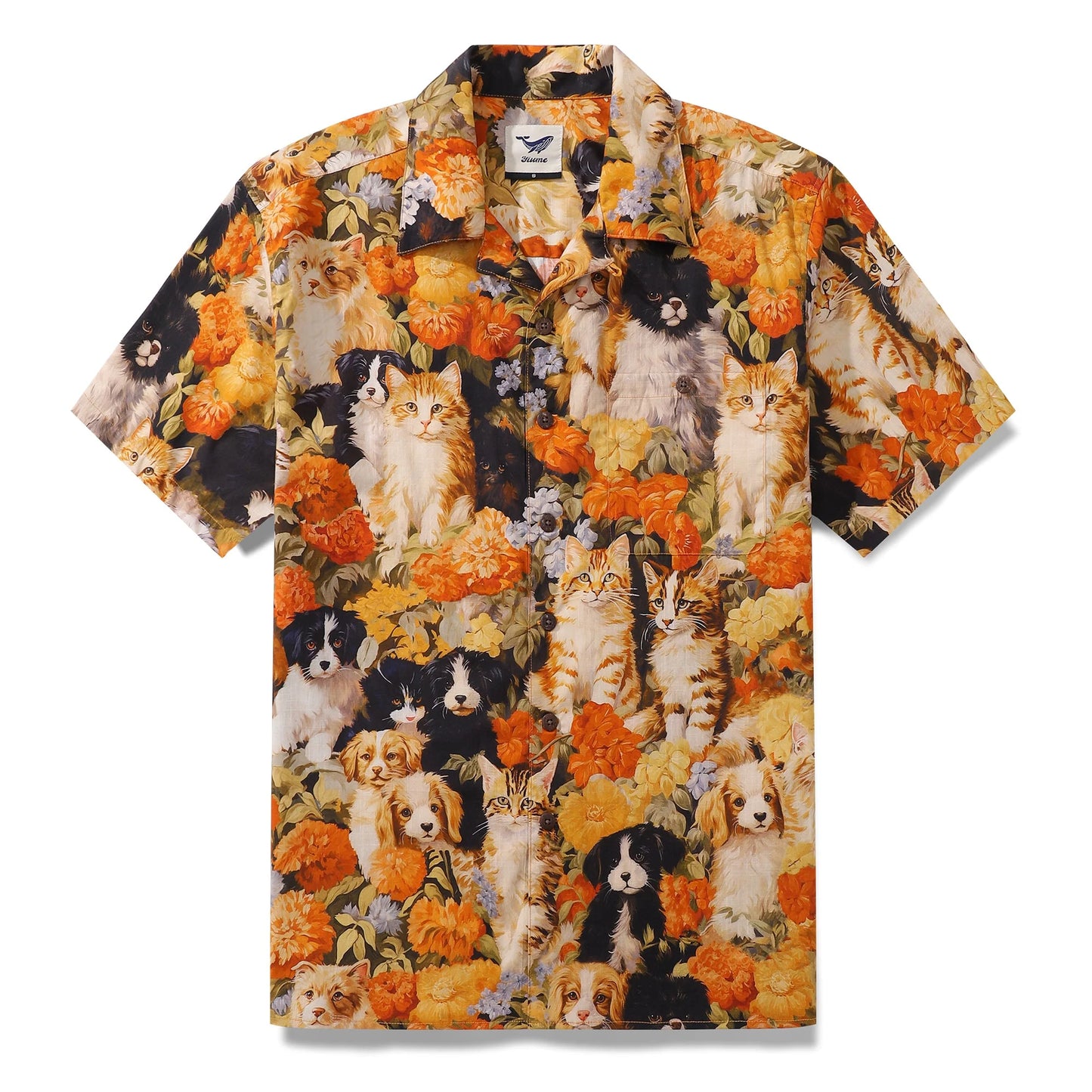 Men's Short Sleeve Shirt: Hawaiian Shirt Cats and Dogs