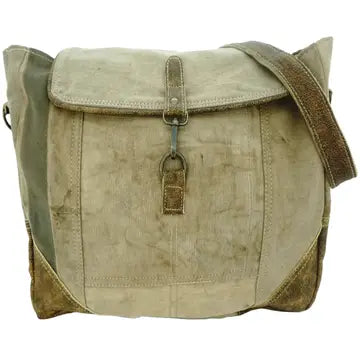 Vintage Leather and Recycled Military Tent Messenger
