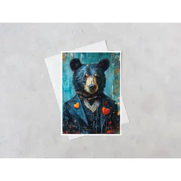 Cards: Bear Wearing Red Heart Suit