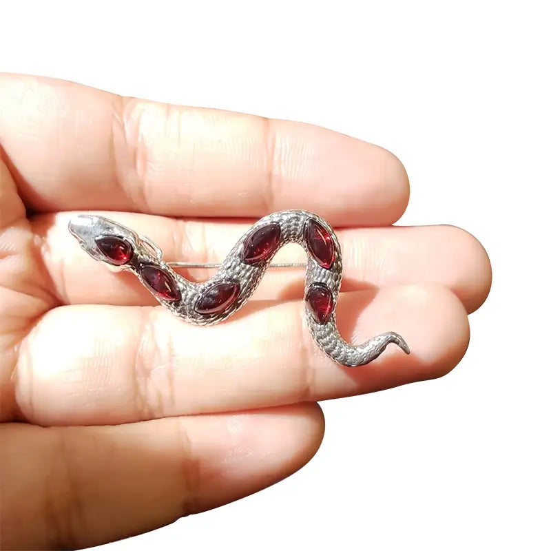 Brooches: Cherry Amber Snake