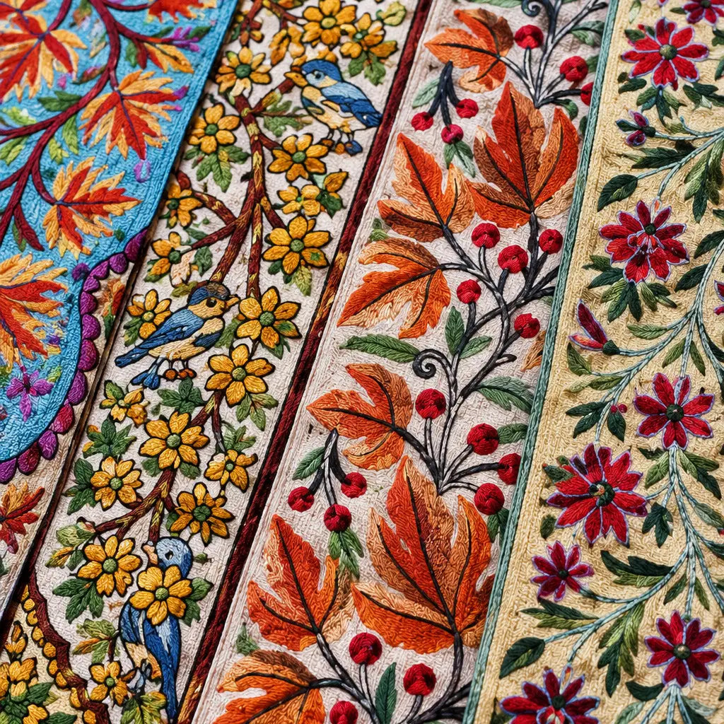 Table Runner: Hand-Embroidered Silk Thread Runner