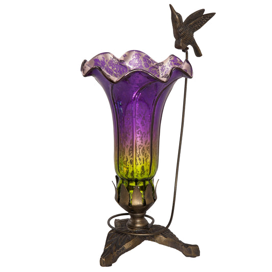 Lamp:  Mercury Glass Hummingbird Lily Lamp - Hand Blown