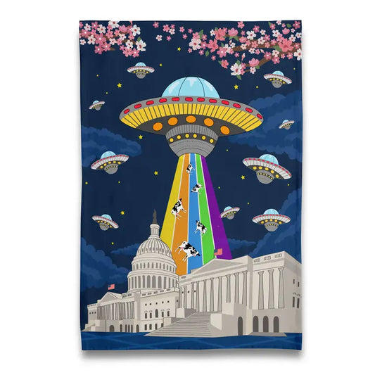 Tea Towel: UFOs Over Us