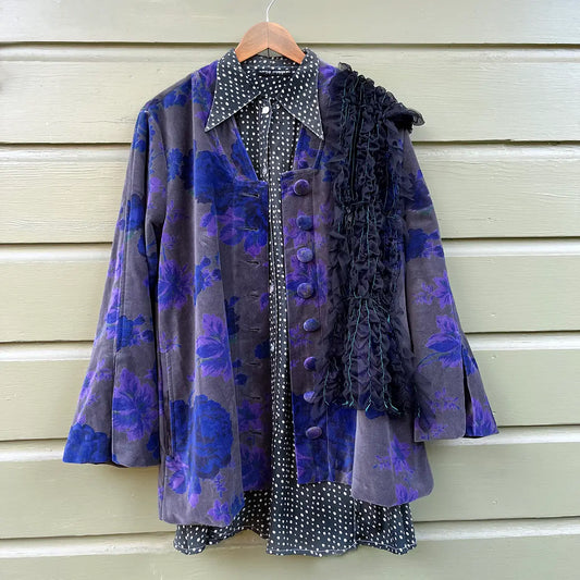 Jacket: Purple/Gray Floral Velvet
