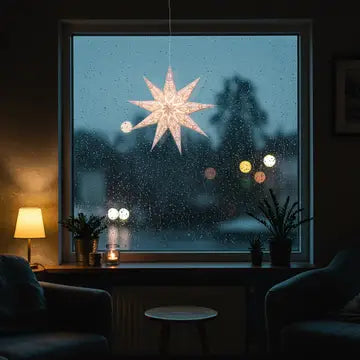 Lantern: 9 Pointer, 17", White Paper Star