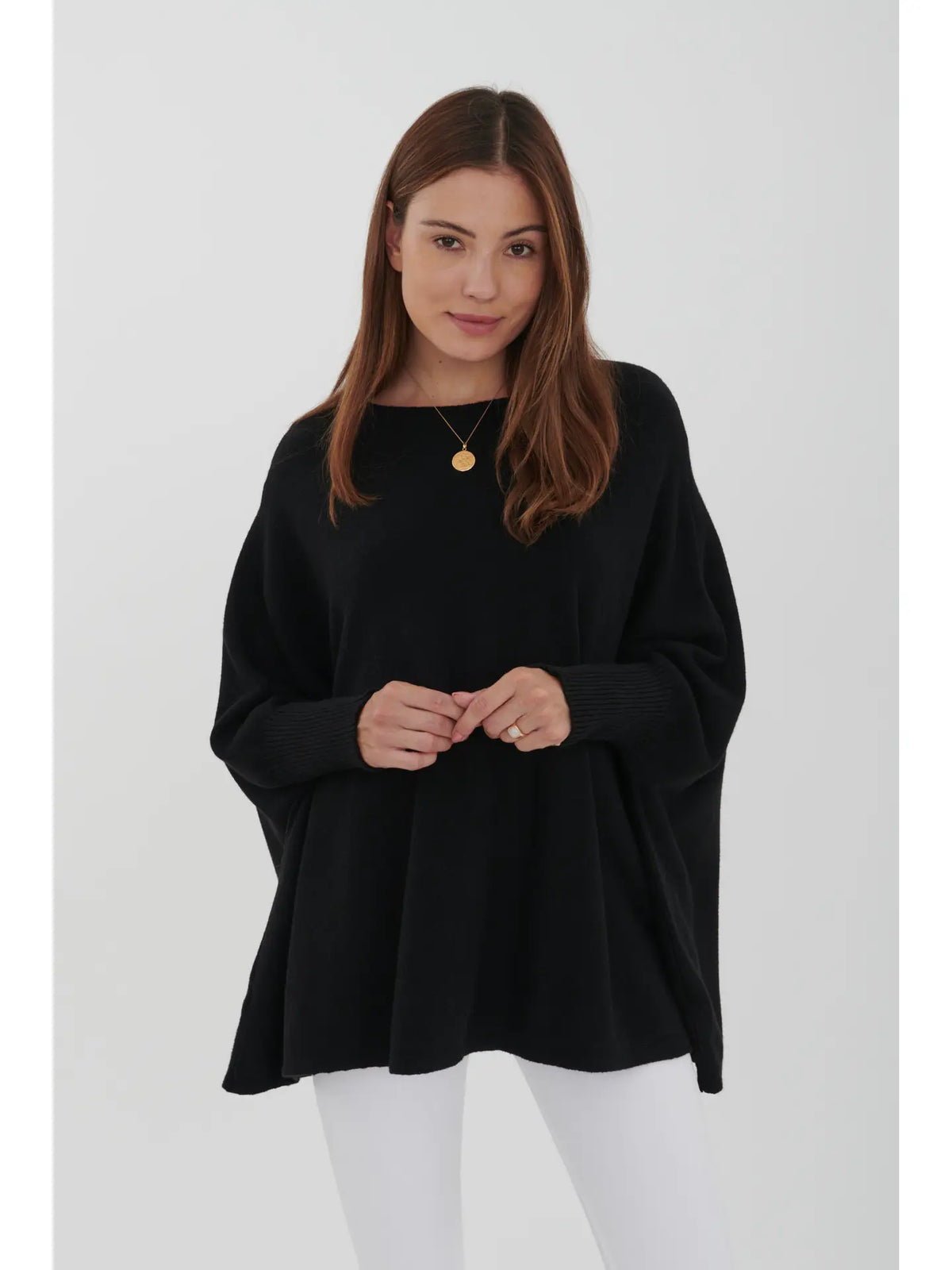 Sweater: Plain Knit Tunic Sweater