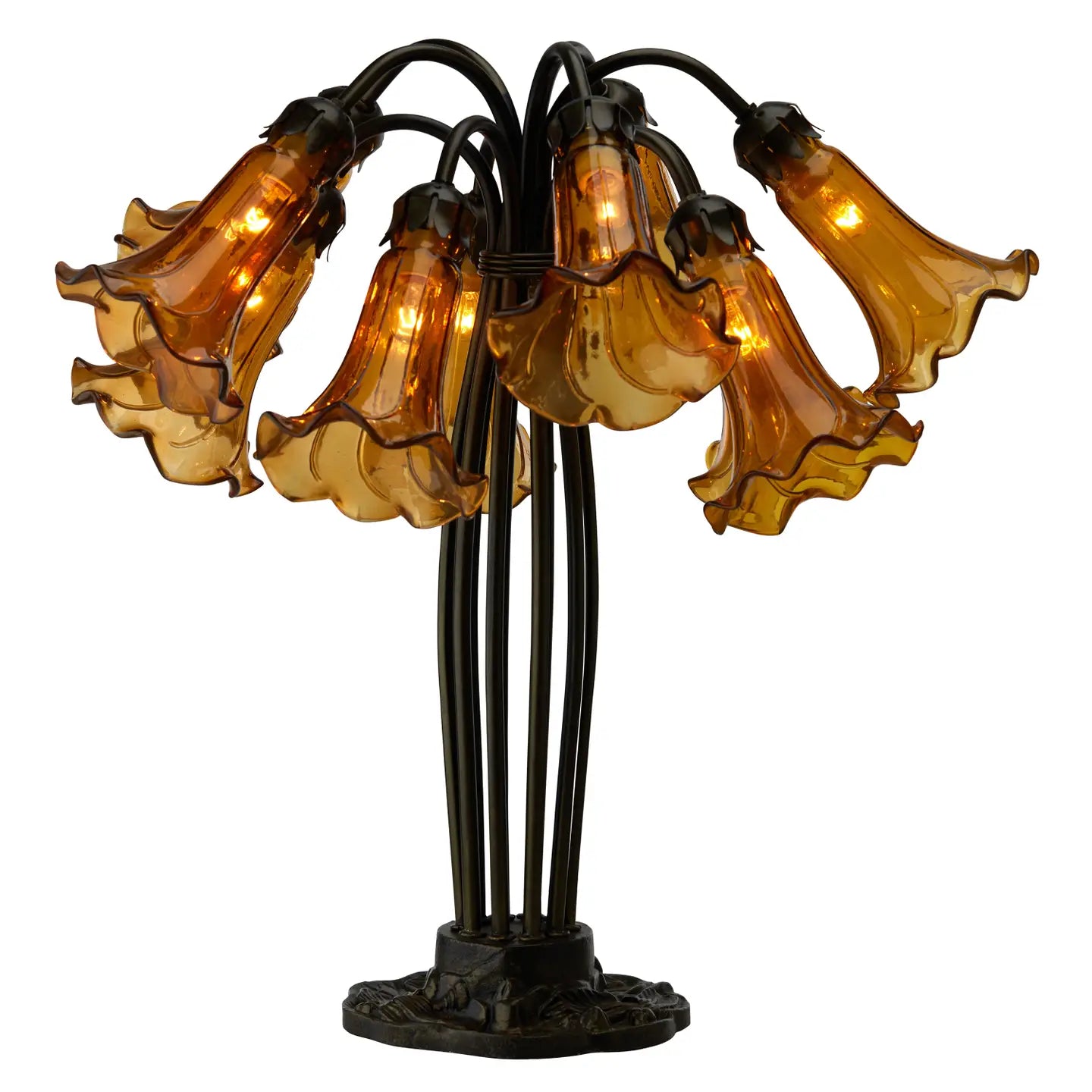 Lamp: Lily 10 Light Amber Shade Table Lamp