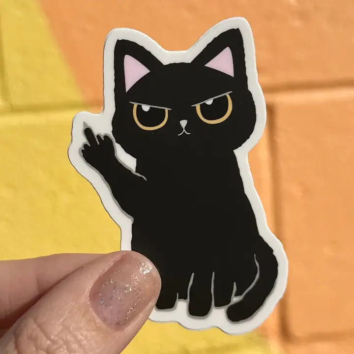 Sticker: Black Cat Middle Finger