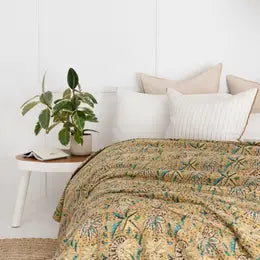 Bedspread: Kantha Indian Block Print