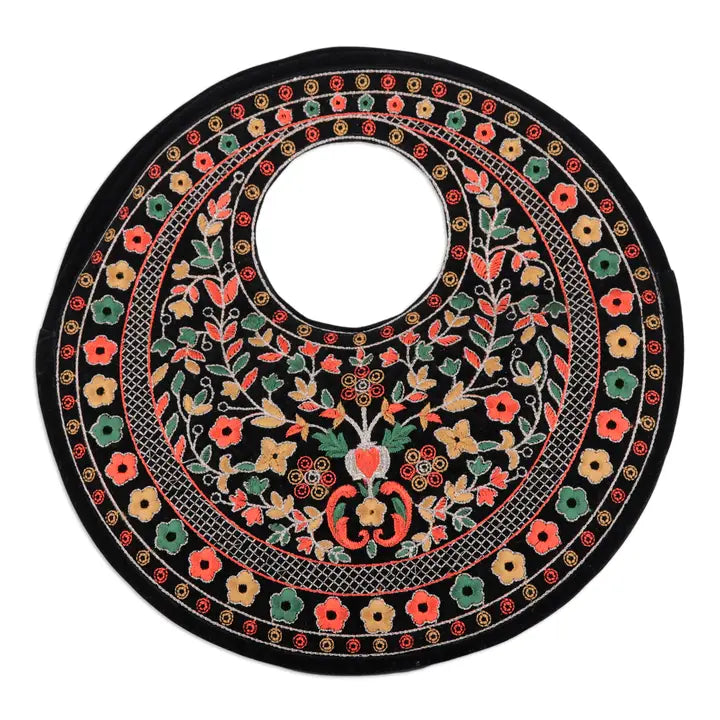 Handbag: Embroidered Faux Velvet