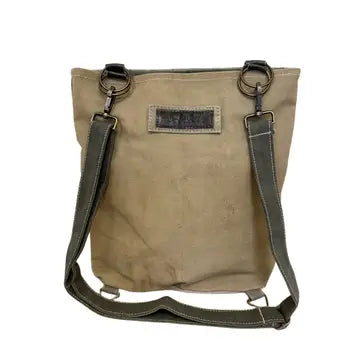 Crossbody: Recycled Military Tent with Embelishment