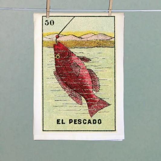 Tea Towel: El Pescado Red Fish Organic Retro