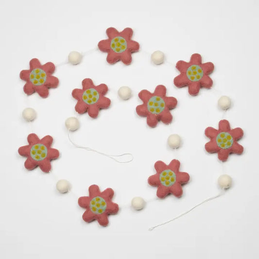 Garland: Felted Pink Flower Power