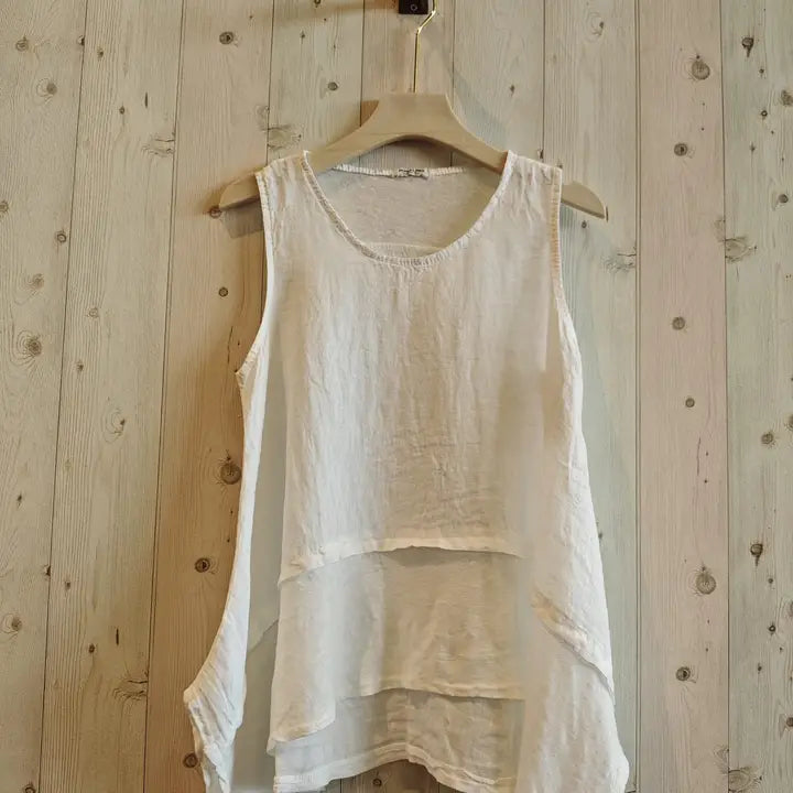 Tank Top: 100% Linen Wide Strap (Two Colors)
