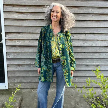 Jacket: Velvet Green Stitching