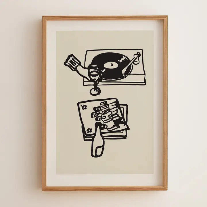 Art Print: Vinyl & Vino (Illustration)
