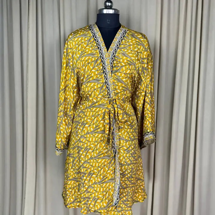 Robes: Up-Cycled Silk Short Kimono