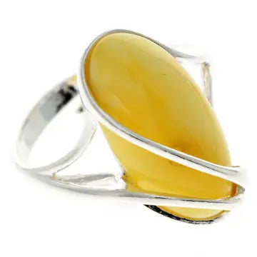 Rings: Lemon Baltic Amber in Silver