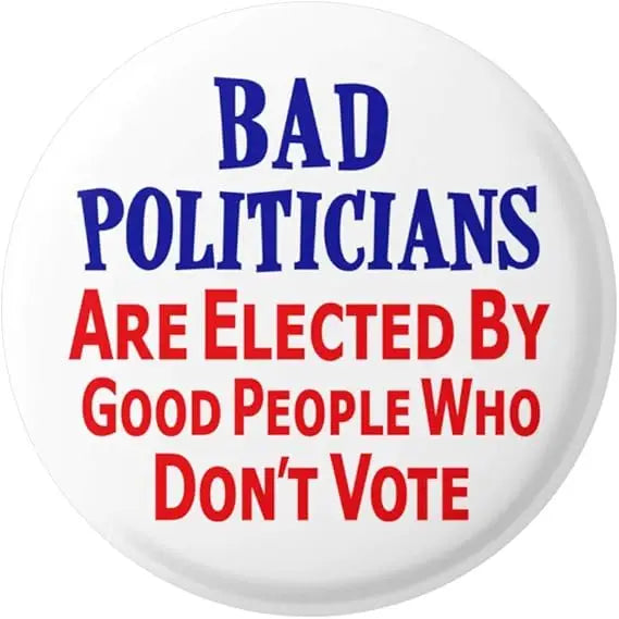 Pins: Bad Politicians Are Elected By Good People Who Don't Vote