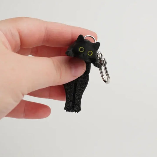 3D Printed Keychain Black Cat