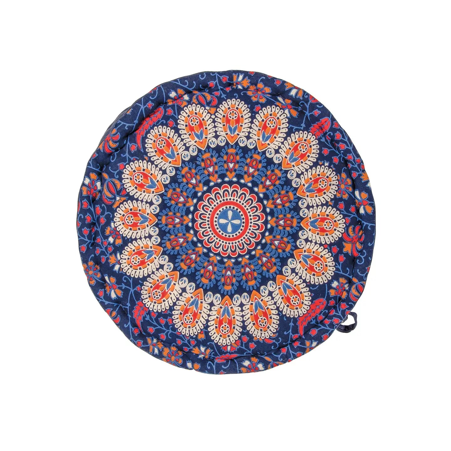 Pillow: Meditation/Yoga Peacock Print Pouffe - Navy