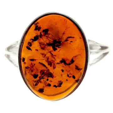 Rings: Cognac Baltic Amber in Silver (small)