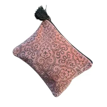 Pouch: Medium Peach Gray Floral