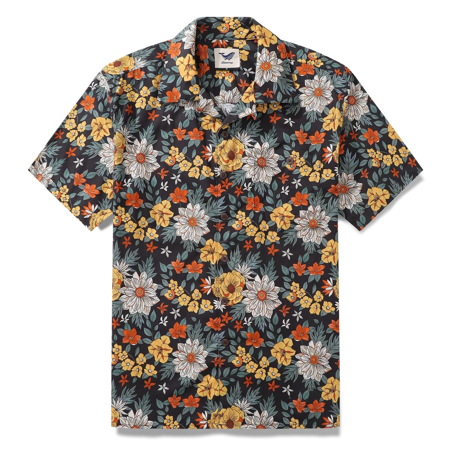 Shirt: Mens Short Sleeve Yume Shirt: Hawaiian Shirt /Autumn Garden