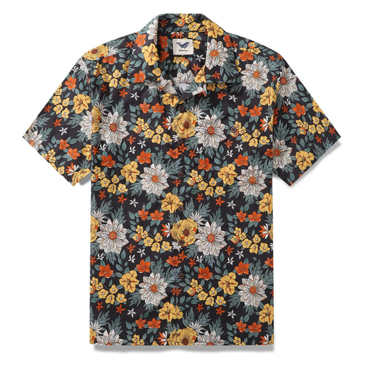 Shirt: Mens Short Sleeve Yume Shirt: Hawaiian Shirt /Autumn Garden