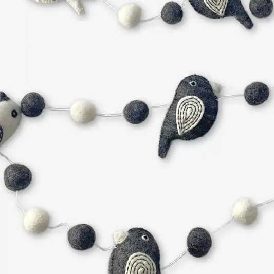 Garland: Felt Grey & White Bird
