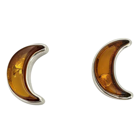 Earrings: Cognac Amber Moon Studs