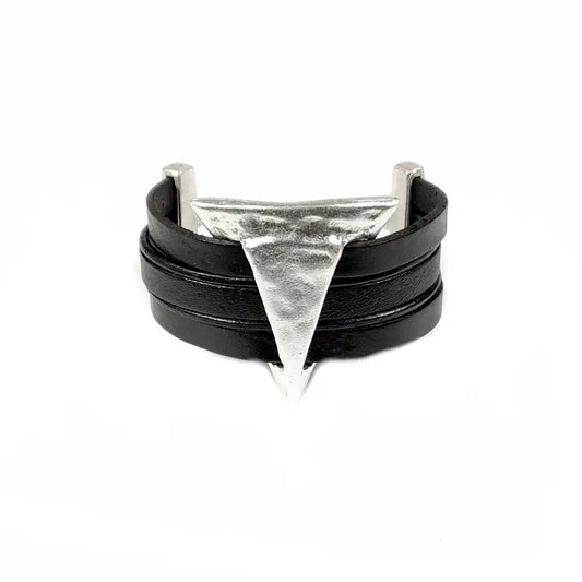Bracelet: Pewter with Leather Straps