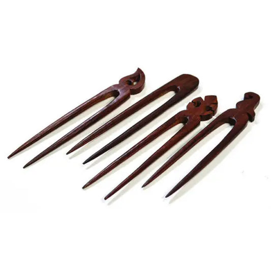 Hair Pins: Woodcut Hair Pins Set of 4 - Hand Carved Wood