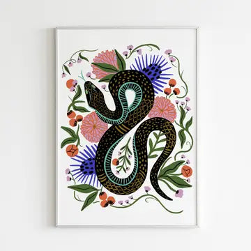 Art Print: Charmed Snake (White or Black Background)